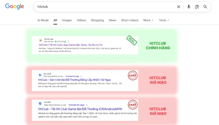 Đừng Nhầm Lẫn Đây Mới Là Nhà Cái HitClub Chính Thức 2 Hình ảnh và biểu tượng trên Hit.Club thật sắc nét, cân đối, còn trang giả Hit.Club thường pixel hóa hoặc méo mó.